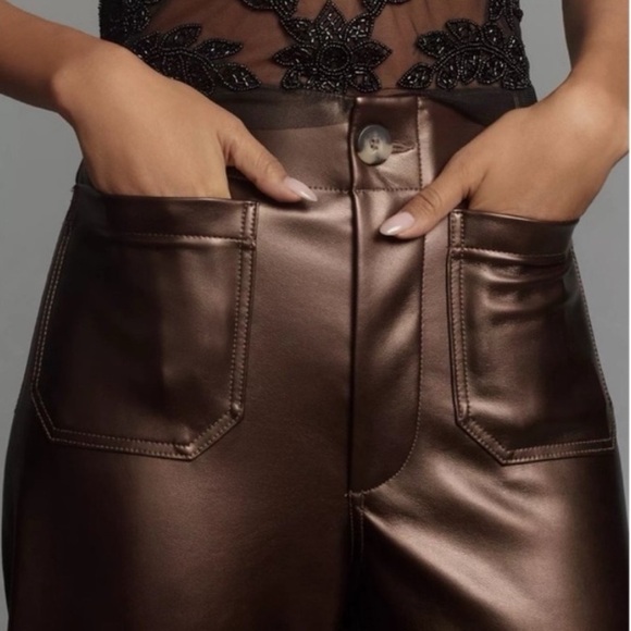 Maeve from Anthropologie faux leather Colette cropped wide leg pants, size 31 - Picture 3 of 7